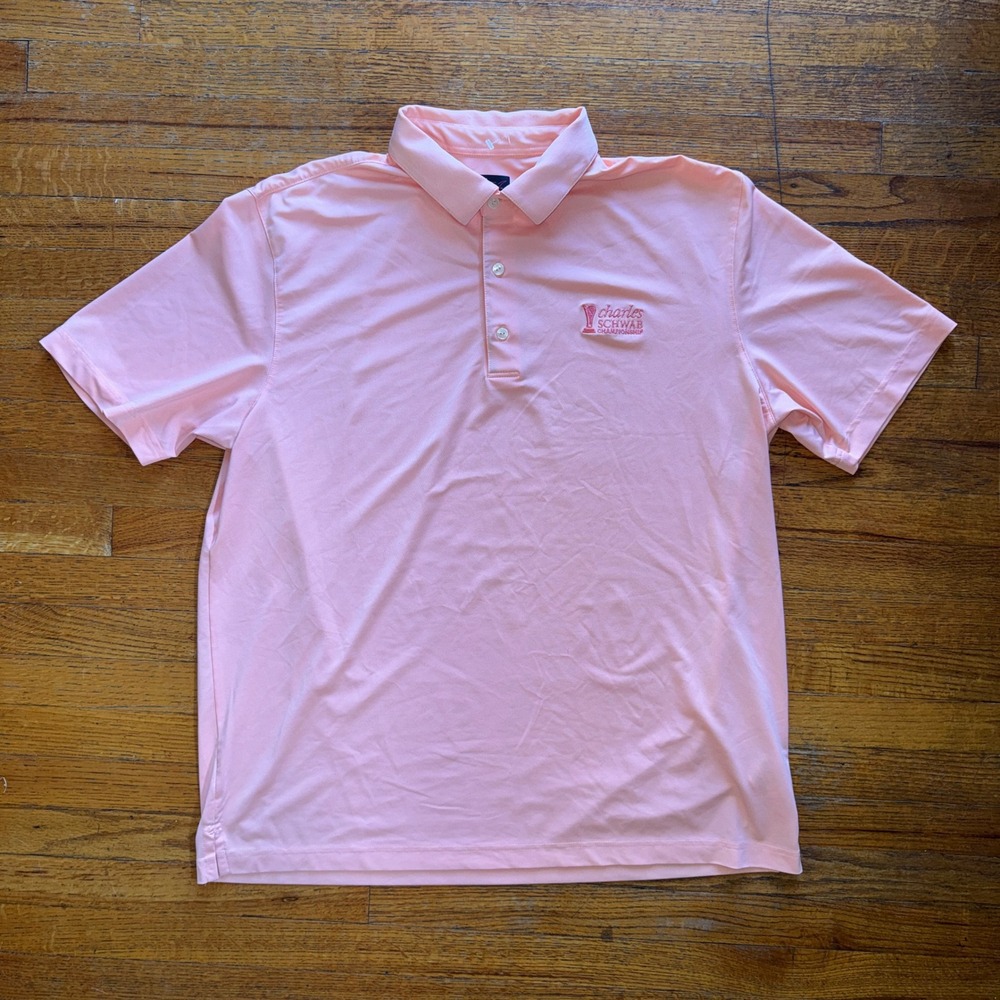 Greg Norman Play Dry Mens Pink Charles Schwab Championship Golf Polo Shirt L
